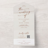 Boho Chic Bohemian Cream QR Code Mail in Bruiloft All In One Uitnodiging (Binnen)