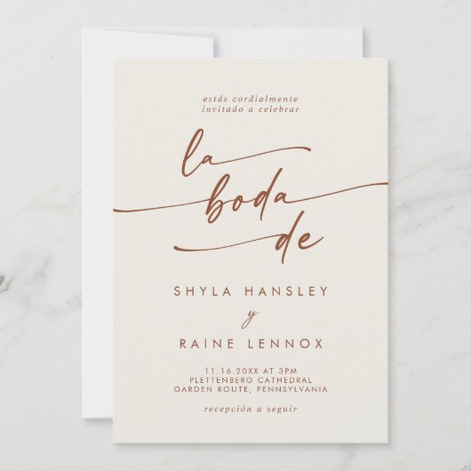 Boho Chic Bohemian Cream QR Code Spaanse bruiloft Kaart (Voorkant)