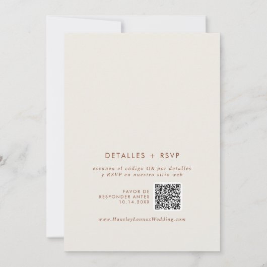 Boho Chic Bohemian Cream QR Code Spaanse bruiloft Kaart (Achterkant)