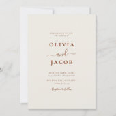 Boho Chic Bohemian Cream Script Wedding Kaart (Voorkant)