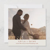 Boho Chic Bohemian Cream Square Foto Terug Save The Date (Achterkant)