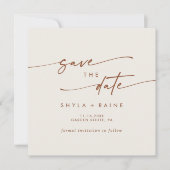 Boho Chic Bohemian Cream Square Foto Terug Save The Date (Voorkant)