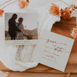 Boho Chic Bohemian Cream Square Foto Terug Save The Date