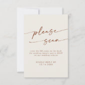 Boho Chic Bohemian Cream Taupe QR Code Details RSVP Kaartje (Voorkant)