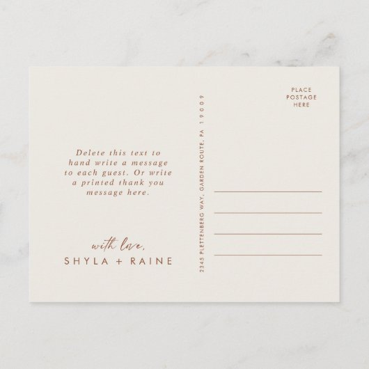 Boho Chic Bohemian Cream Trouwfoto Dank u Briefkaart (Achterkant)