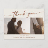 Boho Chic Bohemian Cream Trouwfoto Dank u Briefkaart (Voorkant)