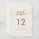 Boho Chic Bohemian Cream Trouwtafel Nummers Kaart (Voorkant)