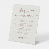 Boho Chic Bohemian Cream Wedding Bar Reclamebord Met Voetstuk (Voorkant)