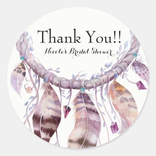 Boho Chic Bohemian Feathers Dream Catcher Favoriet Ronde Sticker (Voorkant)