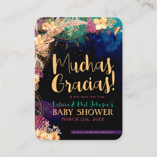 Boho Chic Bohemian Floral Feathers Bedankt Visitekaartje (Voorkant)