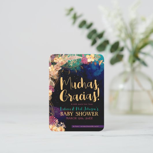 Boho Chic Bohemian Floral Feathers Bedankt Visitekaartje (Staand voorkant)