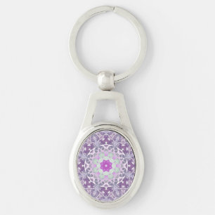 Boho chic Bohemian lila paarse mandala Sleutelhanger