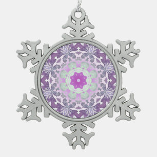 Boho chic Bohemian lila paarse mandala Tin Sneeuwvlok Ornament