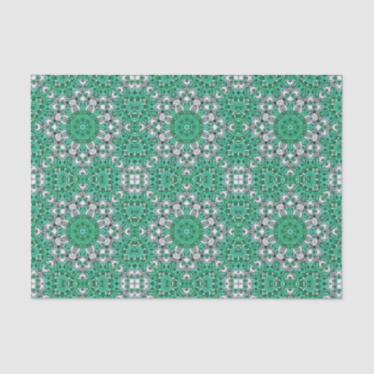 Boho chic Bohemian Patroon Smaragd Groen Tissuepapier (Voorkant)