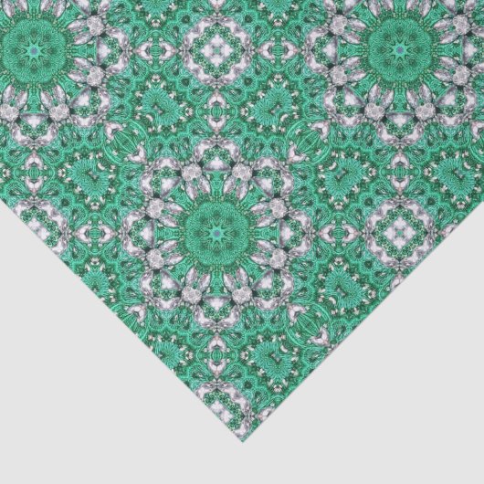 Boho chic Bohemian Patroon Smaragd Groen Tissuepapier (Detail)