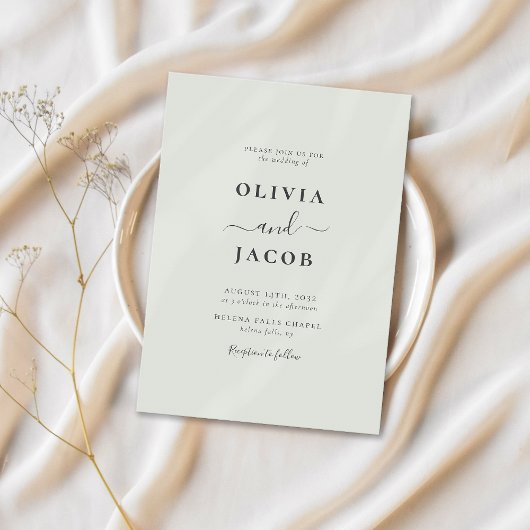 Boho Chic Bohemian Sage Groene Kalligrafie Huwelij Kaart