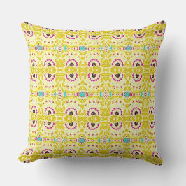 Boho Chic Bohemian Tribal Floral Chartreuse Green Kussen
