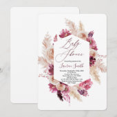 Boho chic bordeaux Baby shower Kaart (Voorkant / Achterkant)