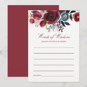 Boho Chic Bordeaux en Marine Bruiloft Herfst Advieskaart (Voorkant / Achterkant)
