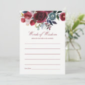 Boho Chic Bordeaux en Marine Bruiloft Herfst Advieskaart (Staand voorkant)