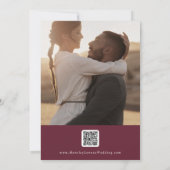 Boho chic bordeaux rood multi foto QR code Save The Date (Achterkant)