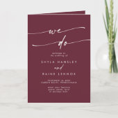 Boho chic bordeaux rood we doen gevouwen bruiloft programma (Voorkant)