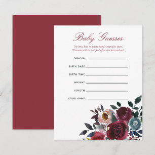 Boho chic bordeauxrode en marineblauwe Baby Shower Kaart