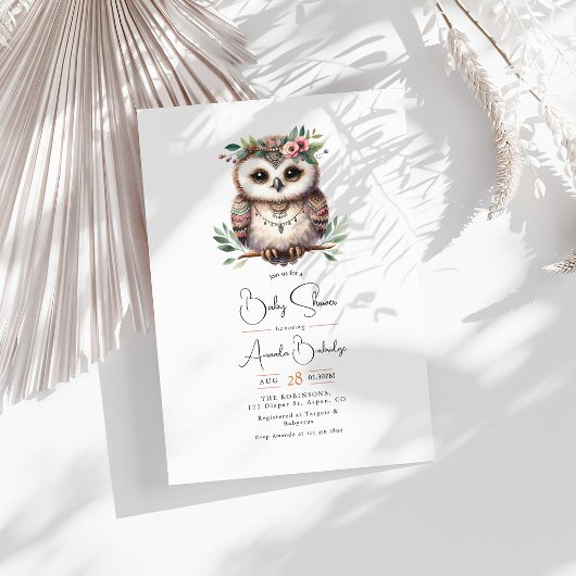 Boho Chic Bos Dieren Baby Shower Kaart