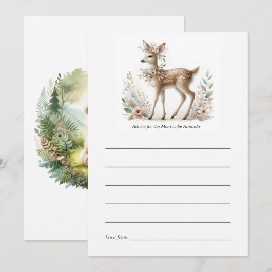 Boho Chic Bos Herten & Beer Babyshower Advieskaart (Voorkant / Achterkant)