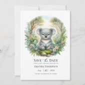 Boho Chic Bos Koala Babyfeestje Save The Date (Voorkant)