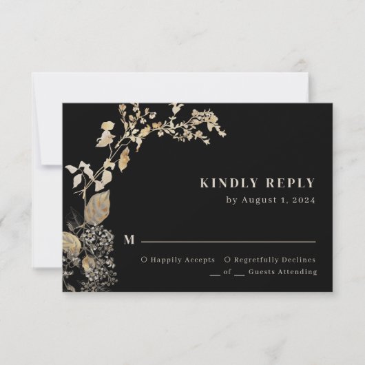 Boho Chic Botanical Foliage Leaves Wedding RSVP Kaartje (Voorkant)