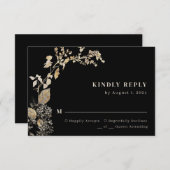 Boho Chic Botanical Foliage Leaves Wedding RSVP Kaartje (Voorkant / Achterkant)