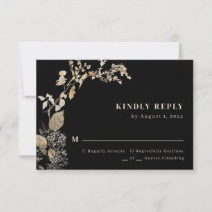 Boho Chic Botanical Foliage Leaves Wedding RSVP Kaartje