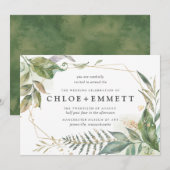 Boho Chic Botanical Gold Geometric Wedding Kaart (Voorkant / Achterkant)