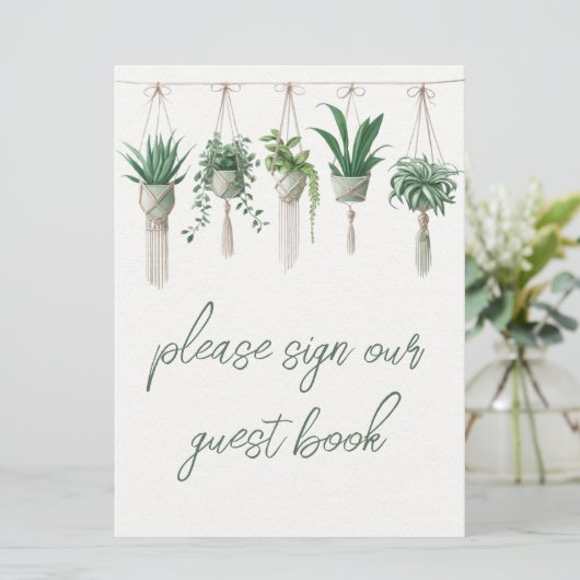 Boho Chic Botanical Greenery Gastenboek bord (Staand voorkant)