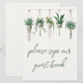 Boho Chic Botanical Greenery Gastenboek bord (Voorkant / Achterkant)