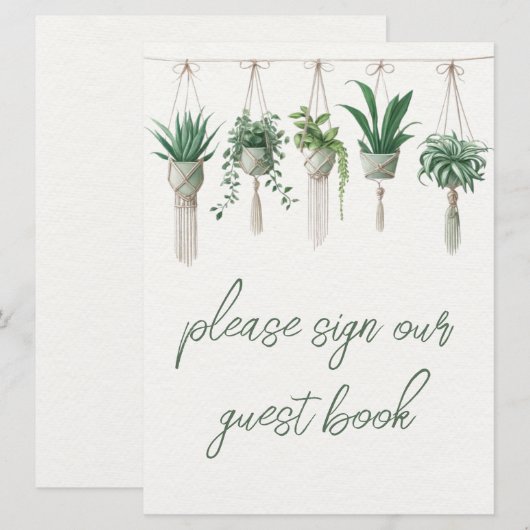 Boho Chic Botanical Greenery Gastenboek bord (Voorkant / Achterkant)