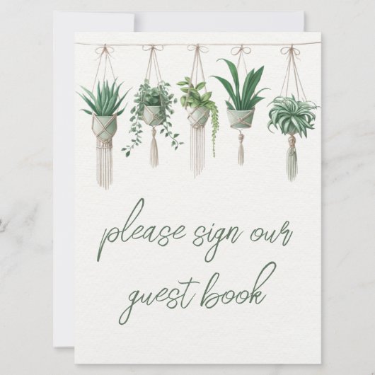 Boho Chic Botanical Greenery Gastenboek bord (Voorkant)