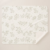 Boho Chic Botanical Leaves and Berries Pattern Sherpa Deken (Voorkant (horizontaal))