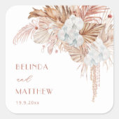 Boho Chic Botanisch | Bruiloft Vierkante Sticker (Voorkant)