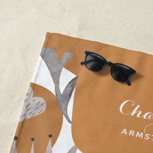 Boho Chic Botanische Bloemen Naam en Quote Strandlaken (In situ)