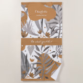 Boho Chic Botanische Bloemen Naam en Quote Strandlaken (Voorkant)