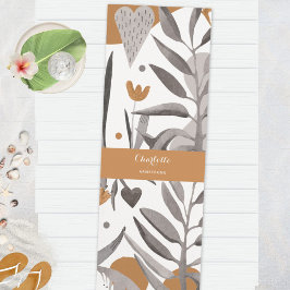 Boho Chic Botanische Bloemen Ontwerp met Naam Yogamat