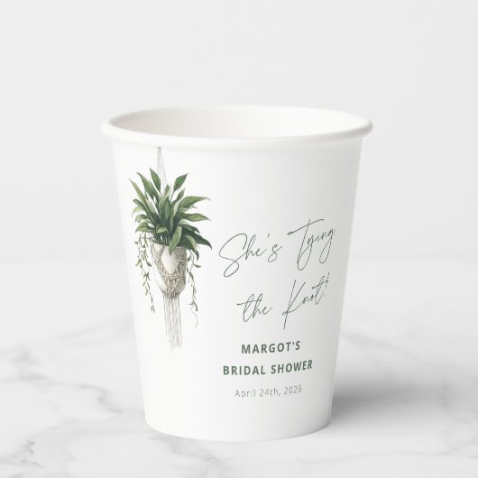 Boho Chic Botanische "Trouw met me" Bruidsdouche Papieren Bekers (Voorkant)