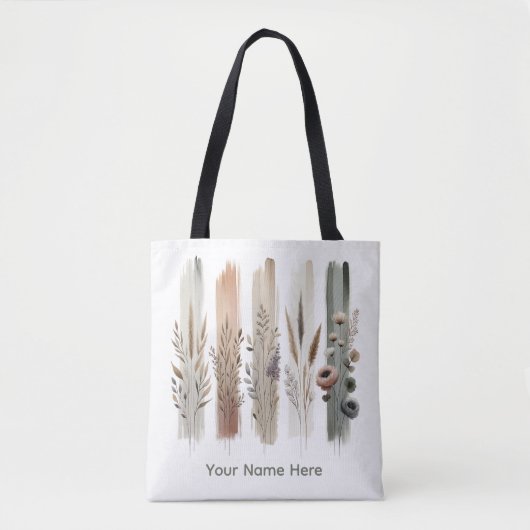 Boho Chic Botanische Wildflower Tote Bag (Voorkant)