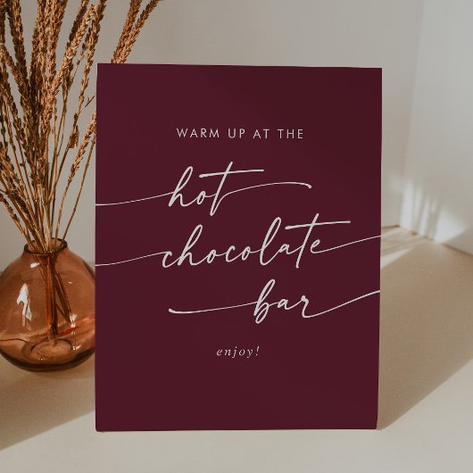 Boho Chic Bourgogne Red Hot Chocolate Bar Reclamebord Met Voetstuk