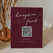 Boho Chic Bourgogne Red Wedding Honeymoon Fund Reclamebord Met Voetstuk