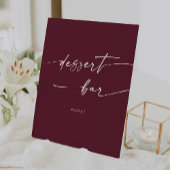 Boho Chic Bourgogne Rode Dessert Bar Trouwen Reclamebord Met Voetstuk