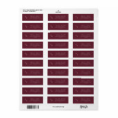 Boho Chic Bourgogne Rode Monogram Adresetiketten Etiket (Full Sheet)