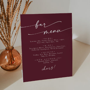 Boho Chic Bourgogne Rode Trouwbar Reclamebord Met Voetstuk